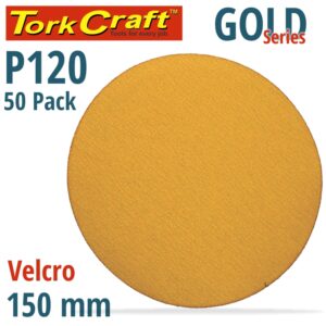 GOLD DISC (50 PIECES) 120 GRIT 150MM WITHOUT HOLE HOOK AND LOOP