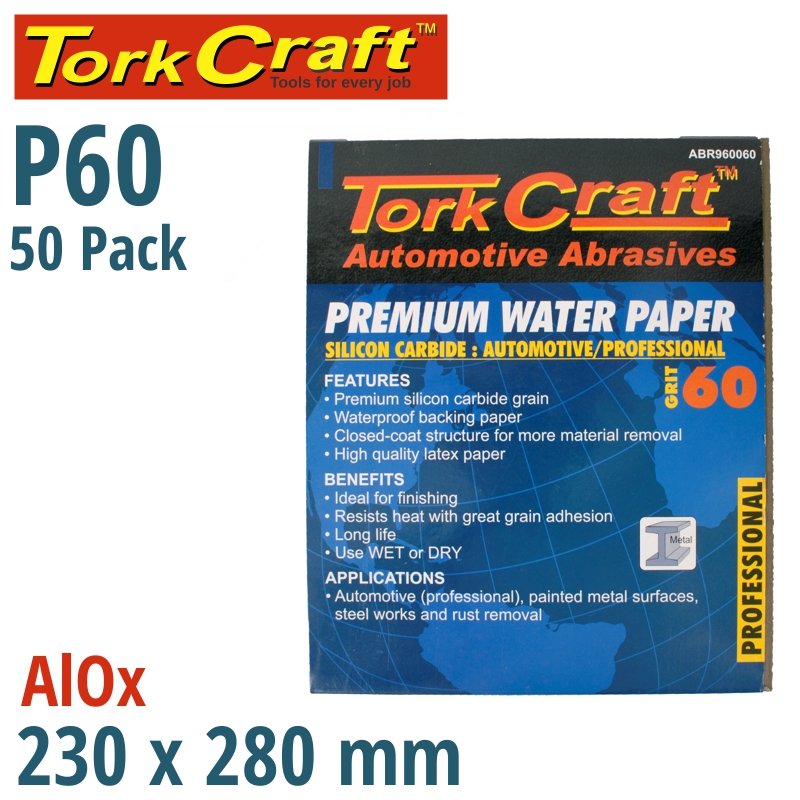PREMIUM WATERPROOF PAPER 60 GRIT 230 X 280 (50 PIECE) AUTOMOTIVE PREMIUM WATERPROOF PAPER 60 GRIT 230 X 280 (50 PIECE) AUTOMOTIVE
