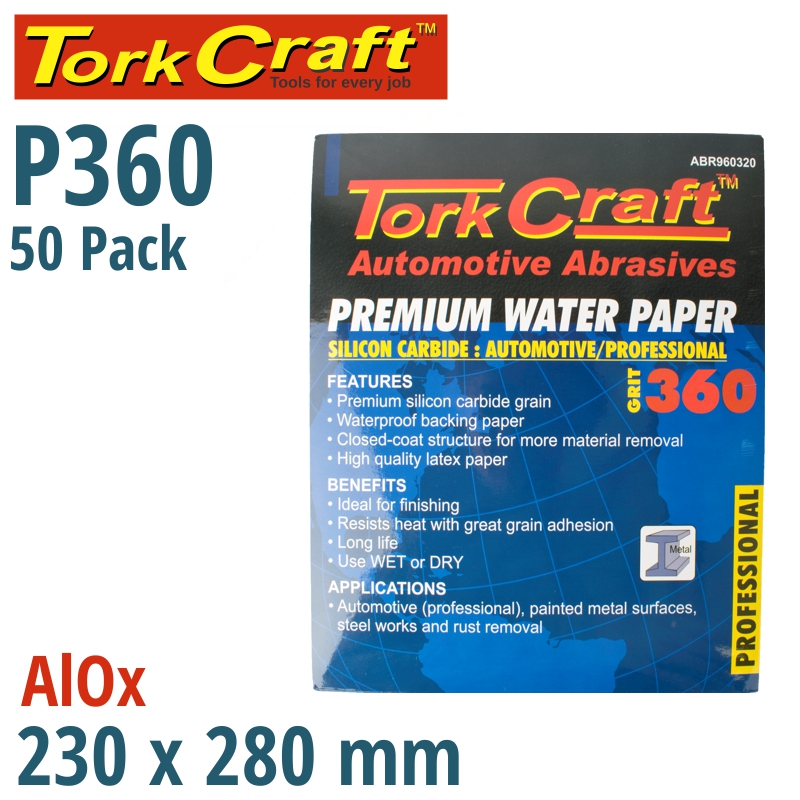 PREMIUM WATERPROOF PAPER 360 GRIT 230 X 280 (50 PIECE) AUTOMOTIVE PREMIUM WATERPROOF PAPER 360 GRIT 230 X 280 (50 PIECE) AUTOMOTIVE