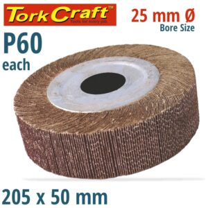 FLAP WHEEL 205 X 50 X 25MM BORE 60 GRIT PER EACH
