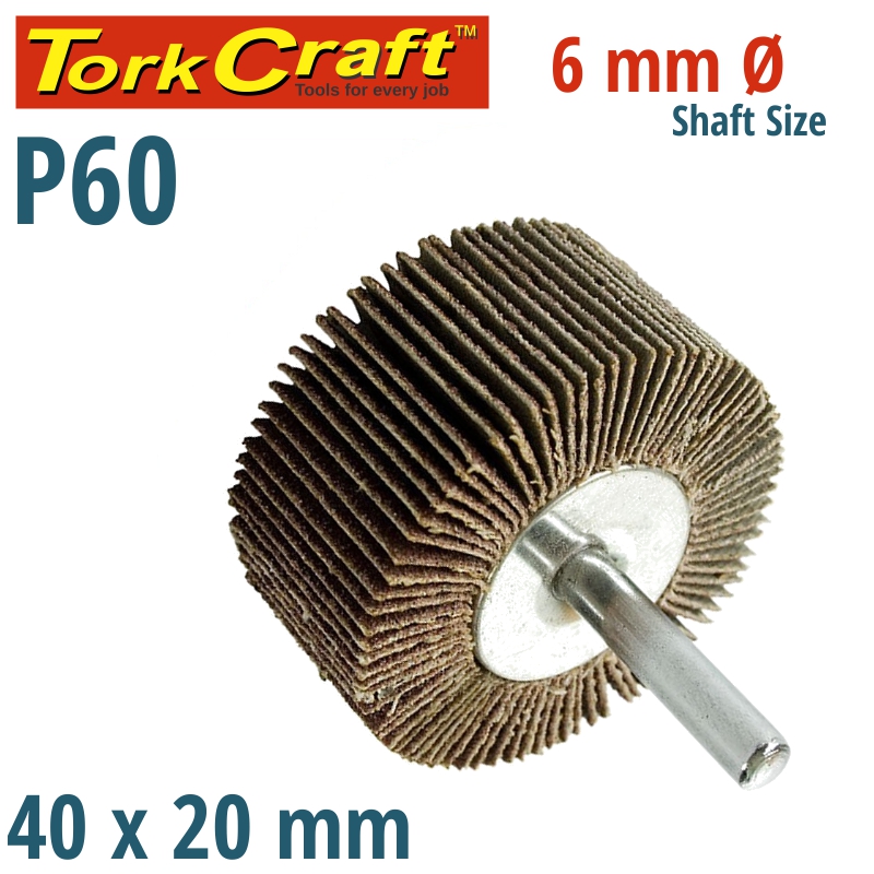 FLAP WHEEL 40 X 20 X 6MM SHAFT 80 GRIT PER EACH (50 PER BOX) FLAP WHEEL 40 X 20 X 6MM SHAFT 80 GRIT PER EACH (50 PER BOX)
