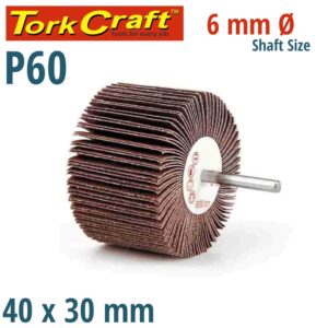 FLAP WHEEL 40 X 30 X 6MM SHAFT 60 GRIT PER EACH (35 PER BOX)