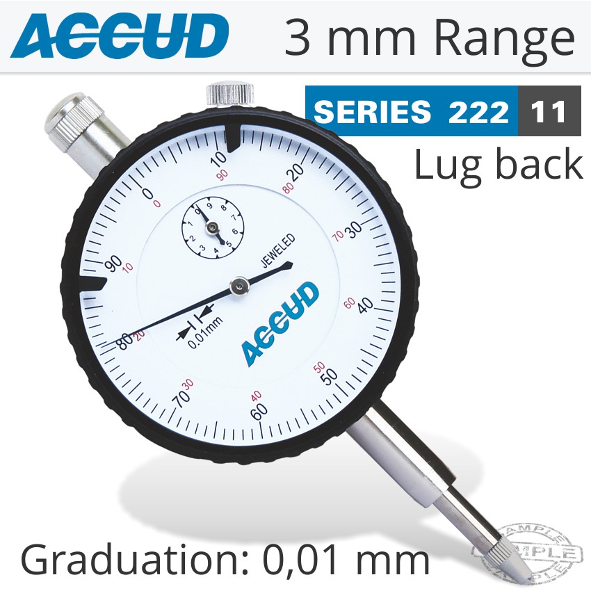 ACCUD DIAL INDICATOR LUG BACK 0-3MM 0.01MM WITH LOCK SCREW ACCUD DIAL INDICATOR LUG BACK 0-3MM 0.01MM WITH LOCK SCREW