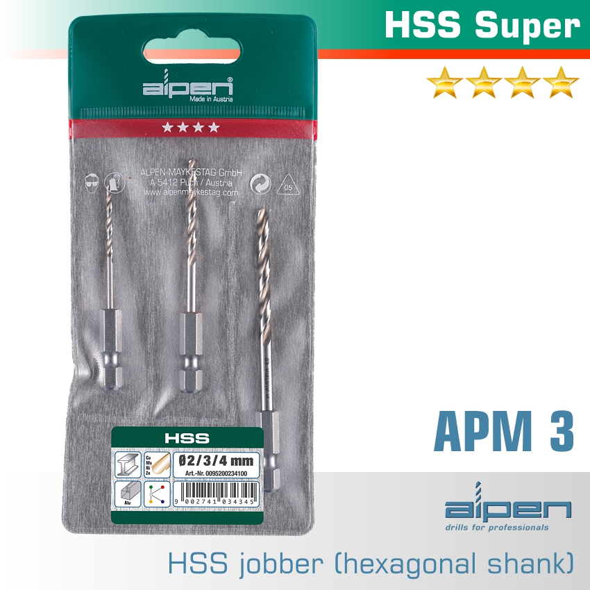 DRILL BIT SET 3 PIECE HEX SHANK SUPER 2-3-4MM DRILL BIT SET 3 PIECE HEX SHANK SUPER 2-3-4MM