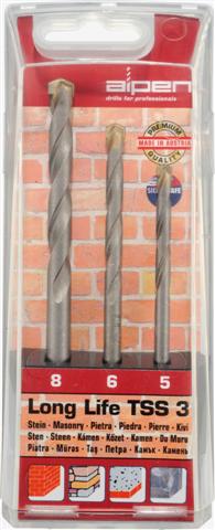 MASONRY DRILL BIT SET 3 PIECE LONG LIFE 5 6 8 MASONRY DRILL BIT SET 3 PIECE LONG LIFE 5 6 8