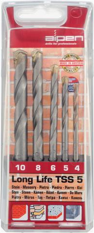 MASONRY DRILL BIT SET 5 PIECE LONG LIFE 4 5 6 8 10 MASONRY DRILL BIT SET 5 PIECE LONG LIFE 4 5 6 8 10
