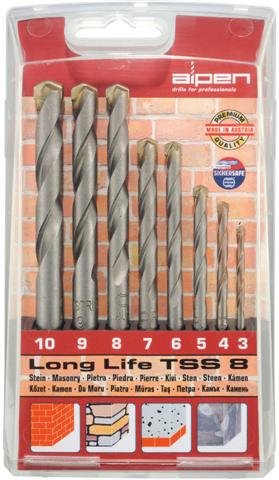 MASONRY DRILL BIT SET 8 PIECE LONG LIFE 3-10MM MASONRY DRILL BIT SET 8 PIECE LONG LIFE 3-10MM