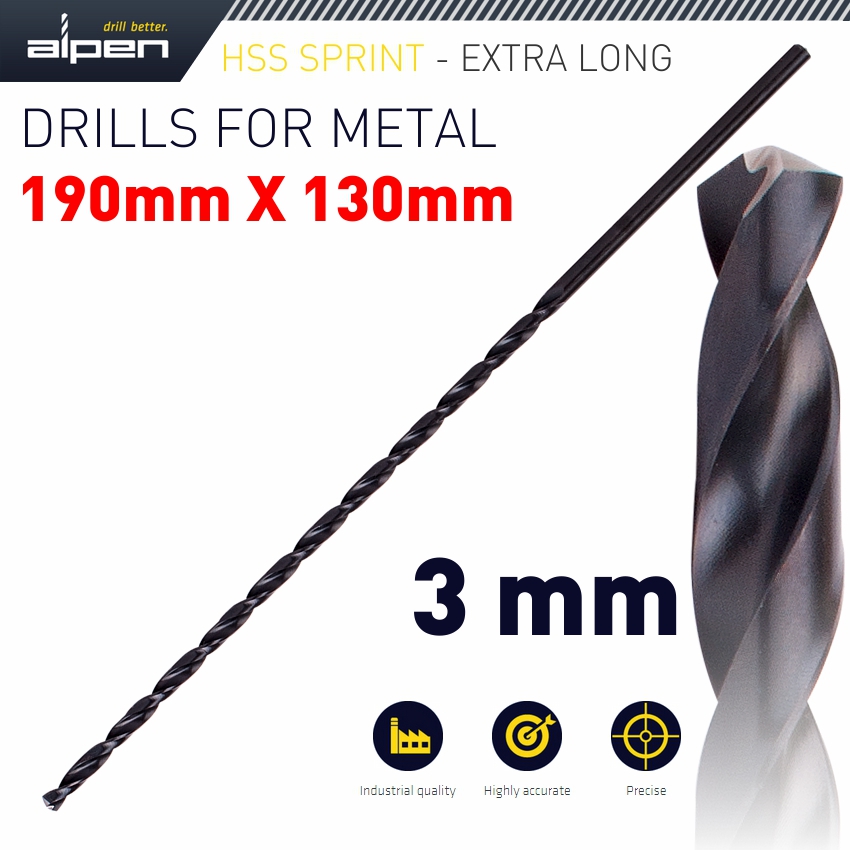 HSS DRILL BIT 3MM 190 X 130 EXTRA LONG HSS DRILL BIT 3MM 190 X 130 EXTRA LONG