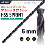 HSS DRILL BIT 5MM 315X210MM EXTRA LONG