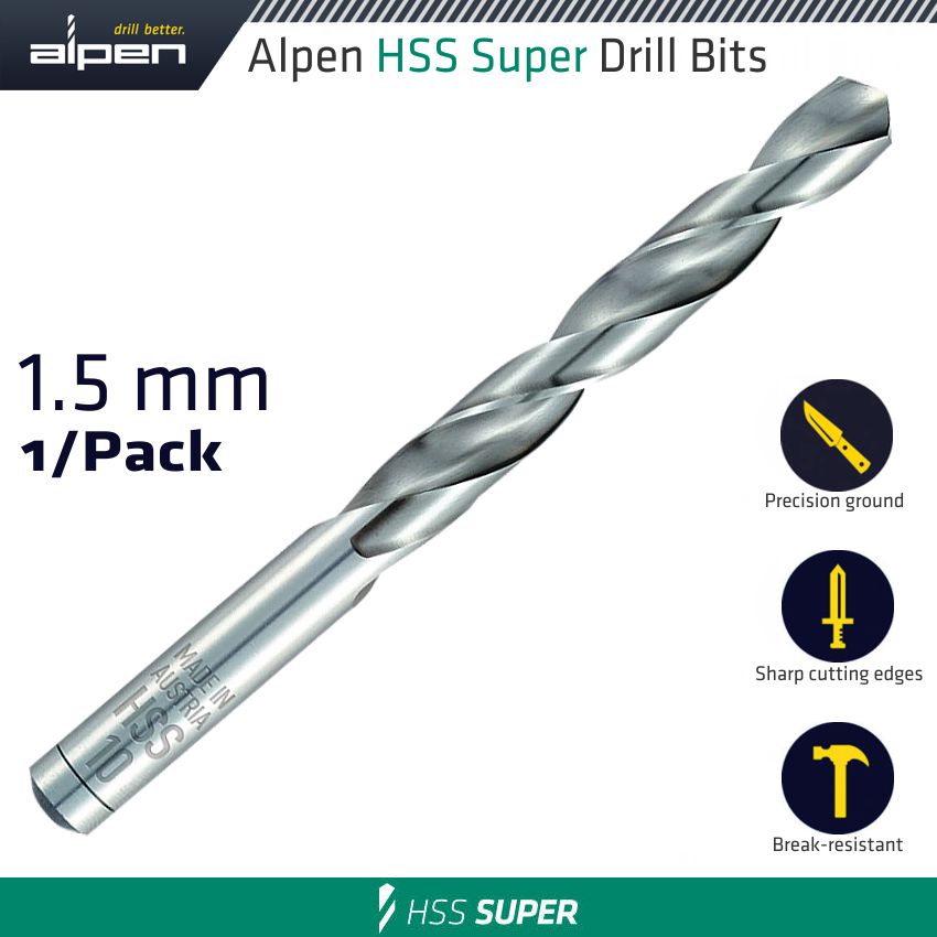 HSS SUPER DRILL BIT 1.5MM 1/PACK (182015) HSS SUPER DRILL BIT 1.5MM 1/PACK (182015)