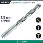 HSS SUPER DRILL BIT 1.5MM 3/PACK