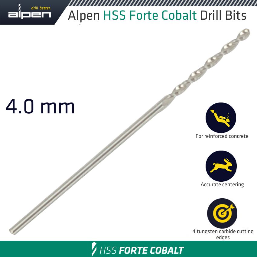 HSS FORTE COBALT DRILL BIT 4MM HSS FORTE COBALT DRILL BIT 4MM