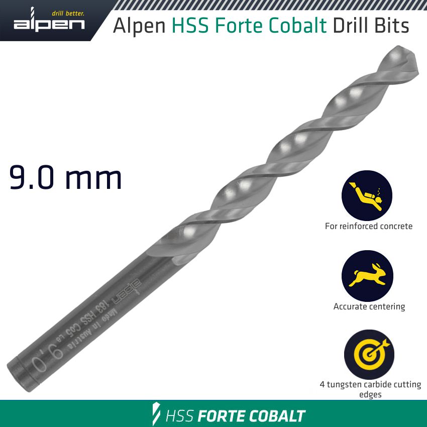 HSS FORTE COBALT DRILL BIT 9MM HSS FORTE COBALT DRILL BIT 9MM