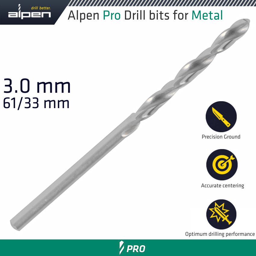 ALPEN PRO HSS 3MM DRILL DIN 338 RN 135 SPLIT POINT PLASTIC WALLET (1 ALPEN PRO HSS 3MM DRILL DIN 338 RN 135 SPLIT POINT PLASTIC WALLET (1