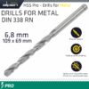 ALPEN PRO HSS 6.8MM DRILL DIN 338 RN 135 SPLIT POINT PLASTIC WALLET