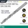 ALPEN PRO HSS 9.5MM DRILL DIN 338 RN 135 SPLIT POINT PLASTIC WALLET