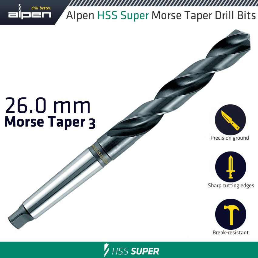 HSS SUPER 26MM MORSE TAPER 3 SHANK HSS SUPER 26MM MORSE TAPER 3 SHANK