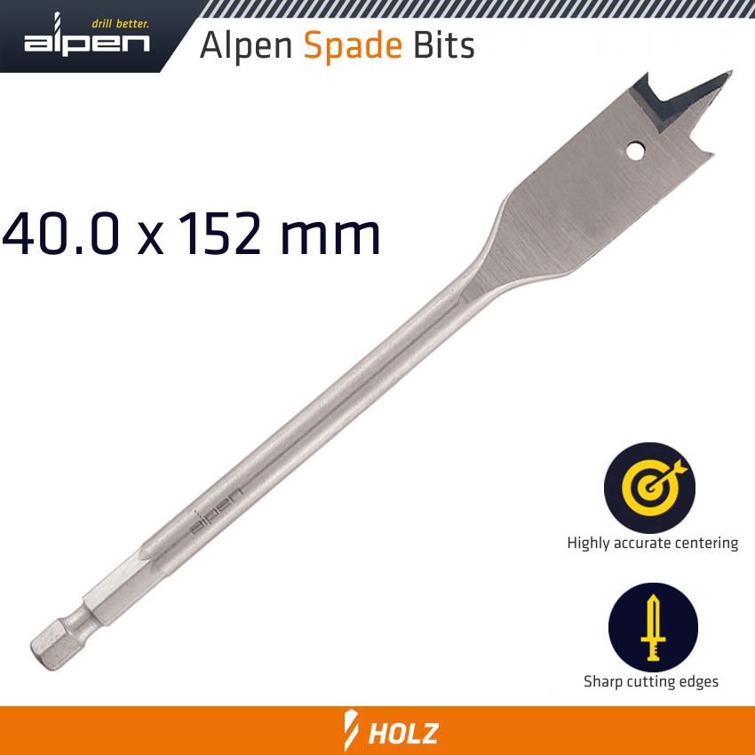 ALPEN SPADE BIT 40MMX152MM ALPEN SPADE BIT 40MMX152MM