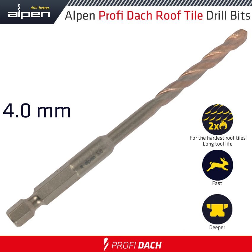 ROOF TILE DRILL BIT HEX 4.0MM 1/PACK ROOF TILE DRILL BIT HEX 4.0MM 1/PACK
