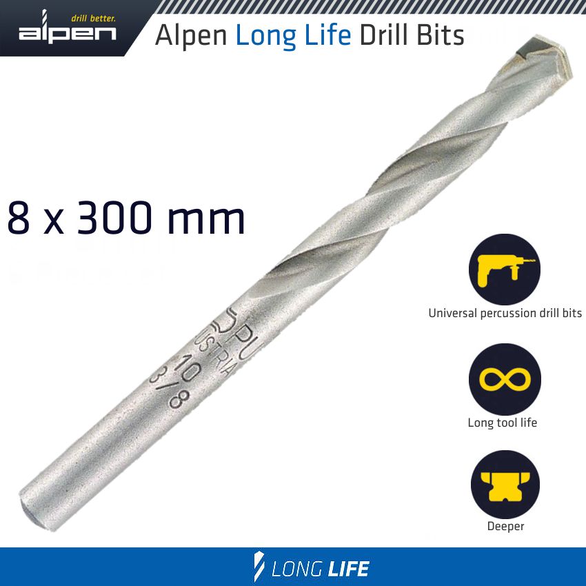 MASONRY DRILL BIT LONG LIFE 8 X 300MM MASONRY DRILL BIT LONG LIFE 8 X 300MM