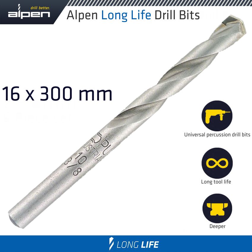 MASONRY DRILL BIT LONG LIFE 16 X 300MM MASONRY DRILL BIT LONG LIFE 16 X 300MM