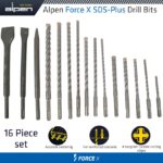 FORCE X SDS-PLUS KIT 16 16 PCS. DRILLS 110MM 5-6  160MM 6-8-10-12 210M