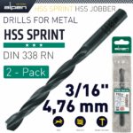 HSS SPRINT DRILL BIT 3/16' 2/PACK