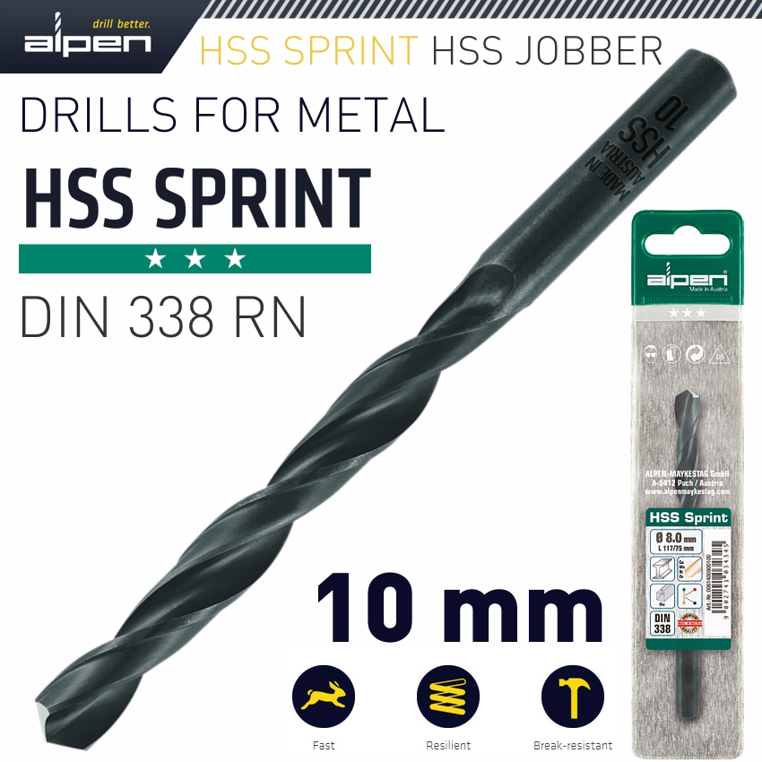 HSS SPRINT DRILL BIT 10MM 1/PACK HSS SPRINT DRILL BIT 10MM 1/PACK