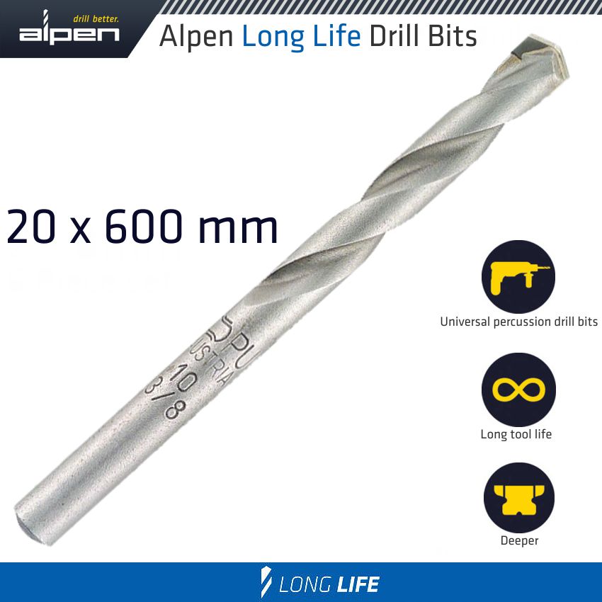 MASONRY DRILL BIT LONG LIFE 20 X 600MM POUCH MASONRY DRILL BIT LONG LIFE 20 X 600MM POUCH