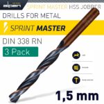 HSS SPRINT MASTER  1.5MM X3 SLEEVED DIN338 ALPEN DRILL BIT