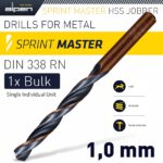 HSS SPRINT MASTER 1.0MM BULK DIN 338 ALPEN DRILL BIT