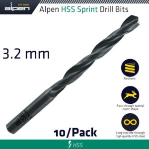 HSS SPRINT DRILL BIT 3.2MM PACKET OF 10 FOR MODULE