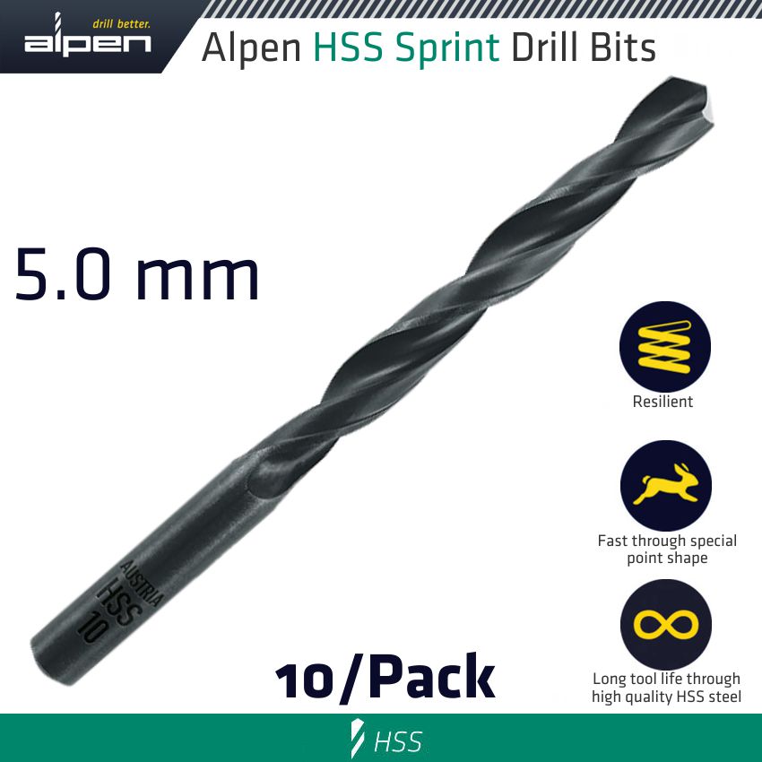 HSS SPRINT DRILL BIT 5.0MM PACKET OF 10 FOR MODULE HSS SPRINT DRILL BIT 5.0MM PACKET OF 10 FOR MODULE