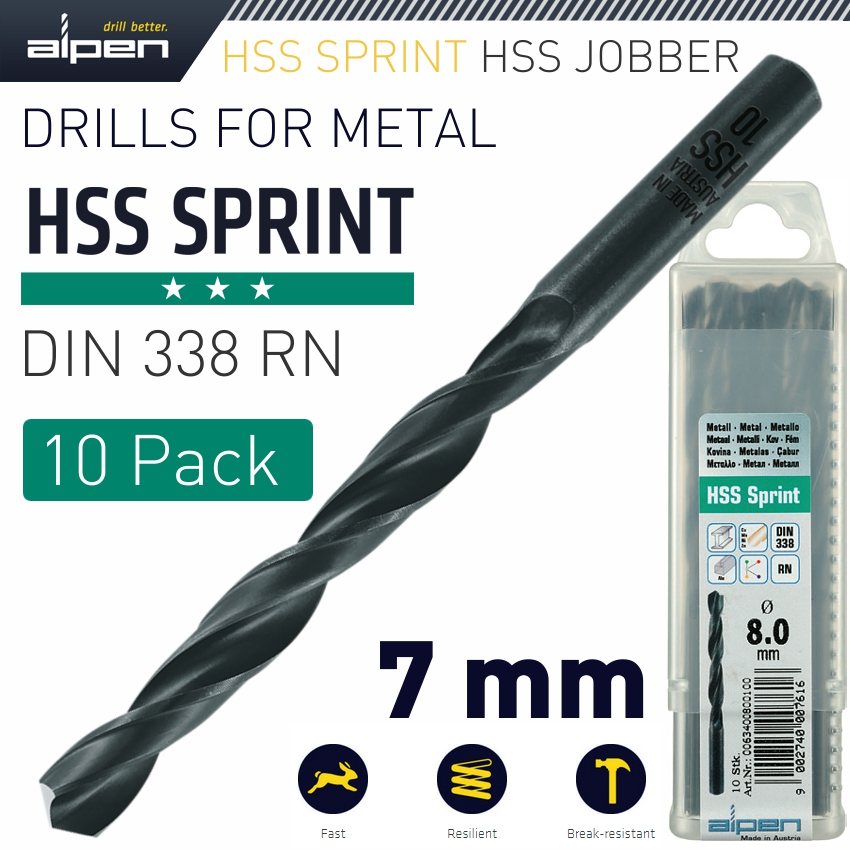 HSS SPRINT DRILL BIT 7.0MM PACKET OF 10 FOR MODULE HSS SPRINT DRILL BIT 7.0MM PACKET OF 10 FOR MODULE