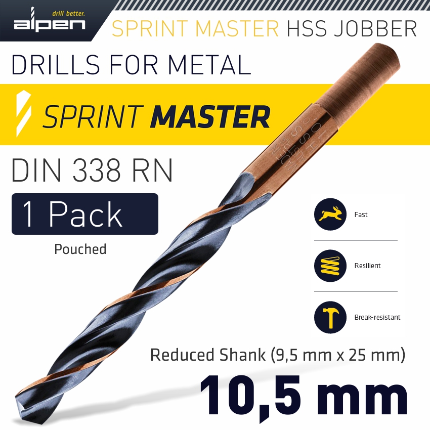 ALPEN SPRINT MASTER 10.5 MM REDUCED SHANK 9.5X25 POUCHED ALPEN SPRINT MASTER 10.5 MM REDUCED SHANK 9.5X25 POUCHED