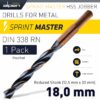 HSS SPRINT MASTER 18.0MM RED SHANK 12.5MM X1 SLEEVED DIN338 ALPEN DRIL