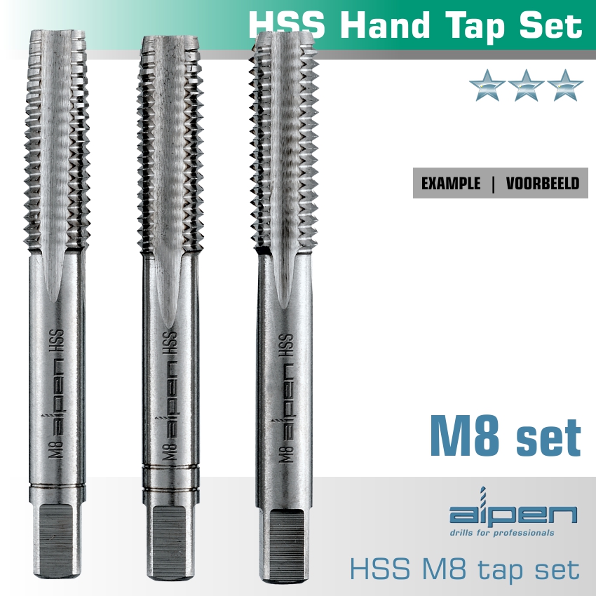 HAND TAP SET IN POUCH M8 HSS 1.25MM PITCH HAND TAP SET IN POUCH M8 HSS 1.25MM PITCH