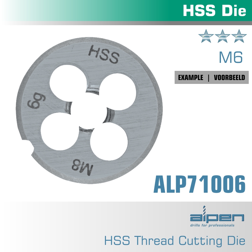 DIE 6MM ROUND 25X9MM IN POUCH HSS 1.0MM PITCH DIE 6MM ROUND 25X9MM IN POUCH HSS 1.0MM PITCH