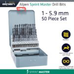 ALPEN SPRINT MASTER 50 PCS SET KM50 1.0 - 5.9 x 0.1MM METAL CASE