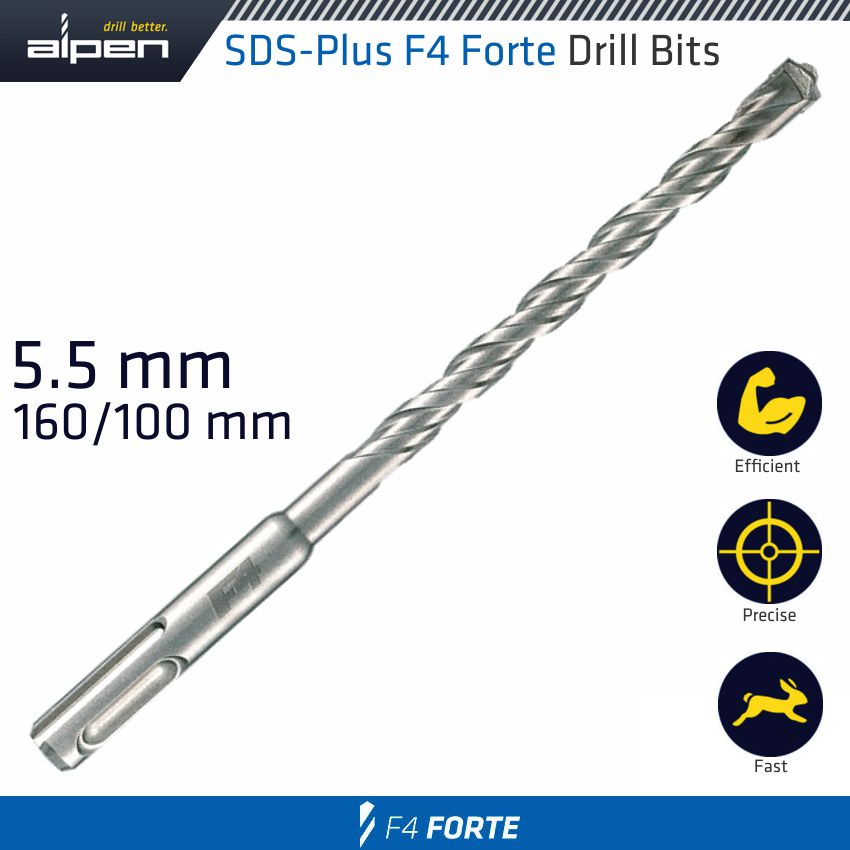 SDS PLUS DRILL HAMMER F4 BIT 160 X 100 5.5MM SDS PLUS DRILL HAMMER F4 BIT 160 X 100 5.5MM