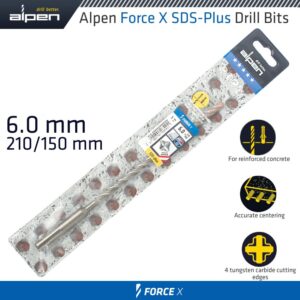 FORCE X 6.0 x 210/150 SDS-PLUS DRILL BIT X4 CUTTING EDGES