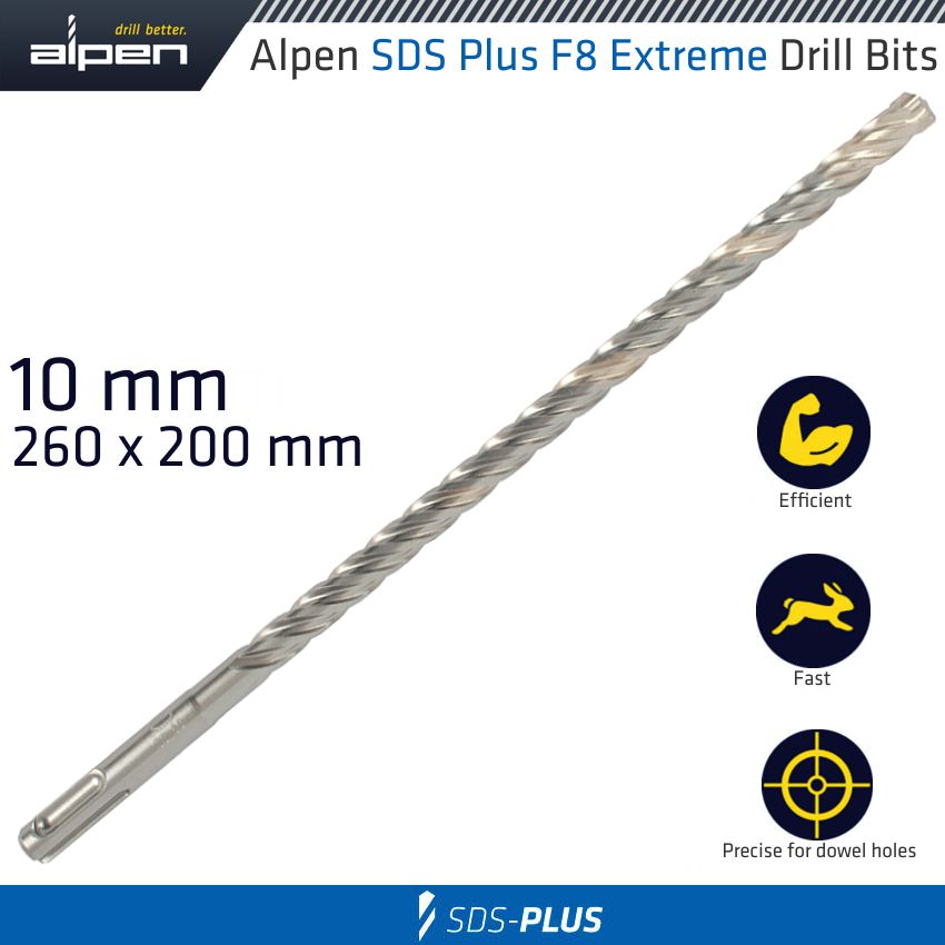 SDS PLUS F8 EXTREME 260 X 200 10MM HAMMER BIT SDS PLUS F8 EXTREME 260 X 200 10MM HAMMER BIT
