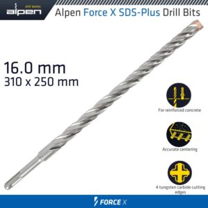 FORCE X 16.0 x 310/250 SDS-PLUS DRILL BIT X4 CUTTING EDGES