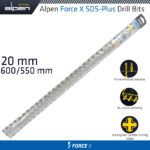 FORCE X 20.0 x 600/550  SDS-PLUS DRILL BIT X4 CUTTING EDGES