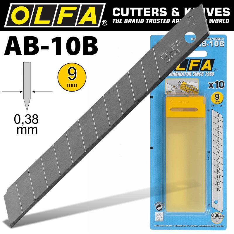 OLFA BLADES AB-10B 10/PACK 9MM OLFA BLADES AB-10B 10/PACK 9MM