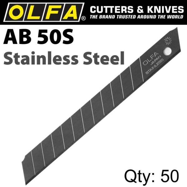 OLFA BLADES STAINLESS STEEL 50/PACK 9MM Fallons