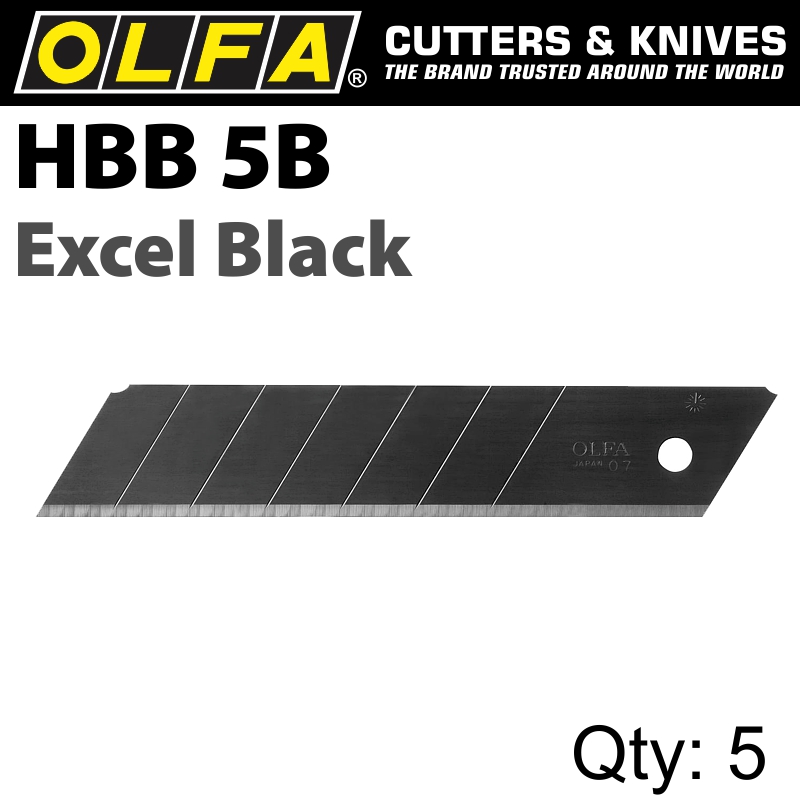 OLFA BLADES EXCEL BLACK 5PK ULTRA SHARP FOR H1; NH1; XH1 CUTTERS 25MM OLFA BLADES EXCEL BLACK 5PK ULTRA SHARP FOR H1; NH1; XH1 CUTTERS 25MM