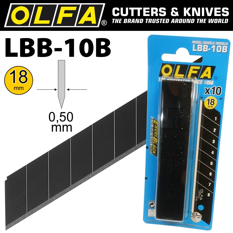 OLFA BLADES EXCEL BLACK 10/PK CARDED ULTRA SHARP 18MM OLFA BLADES EXCEL BLACK 10/PK CARDED ULTRA SHARP 18MM