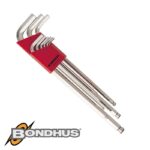BALL END L-WRENCH 9PC SET EXTRA LONG 1.5-10MM BRITEGUARD FINISH