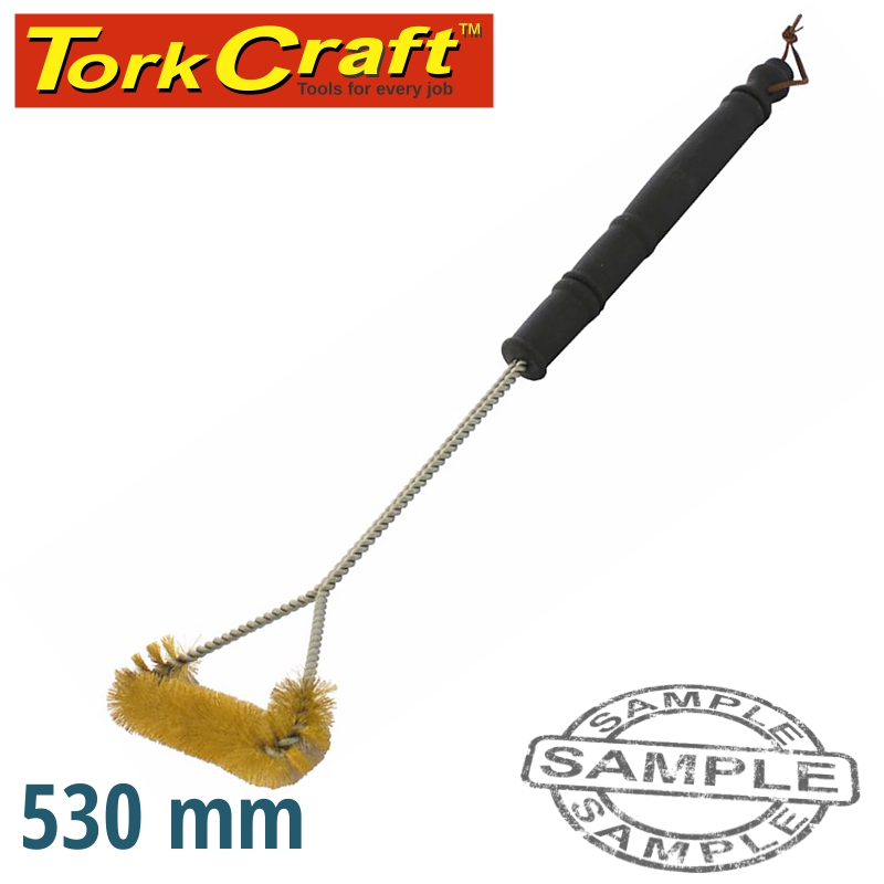BRAAI BBQ THREE SIDE BRASS WIRE BRUSH 530MM HANDLE 21' TCW BRAAI BBQ THREE SIDE BRASS WIRE BRUSH 530MM HANDLE 21' TCW
